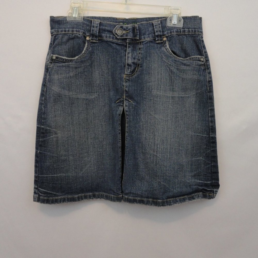 Hydraulic Distressed Denim Skirt Jr Size 9/10